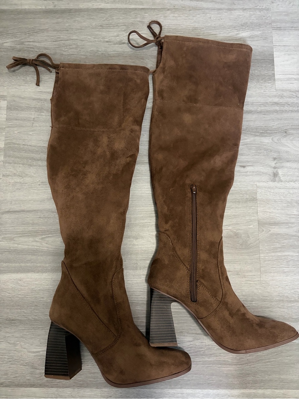 Forever 21 Brown Suede Over-the-Knee Block Heel Boots